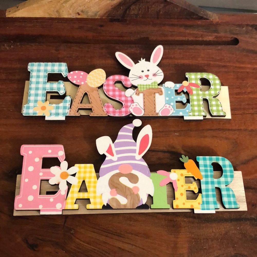 2 Pc Easter Letter Ornaments Set Easter Rabbit Ornament & Easter Gnome Ornament